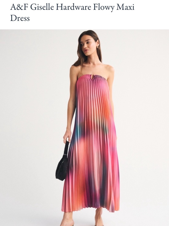 Abercrombie & Fitch Dresses & Skirts - Abercrombie & Fitch Pink Orange Ombre Pleated Strapless Maxi Dress